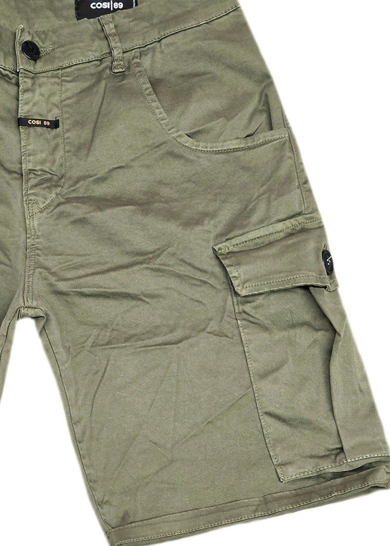 Ανδρική κάργκο βερμούδα υφασμάτινη Cosi Jeans - 65-MUORE - regular fit cargo fabric shorts  χακί