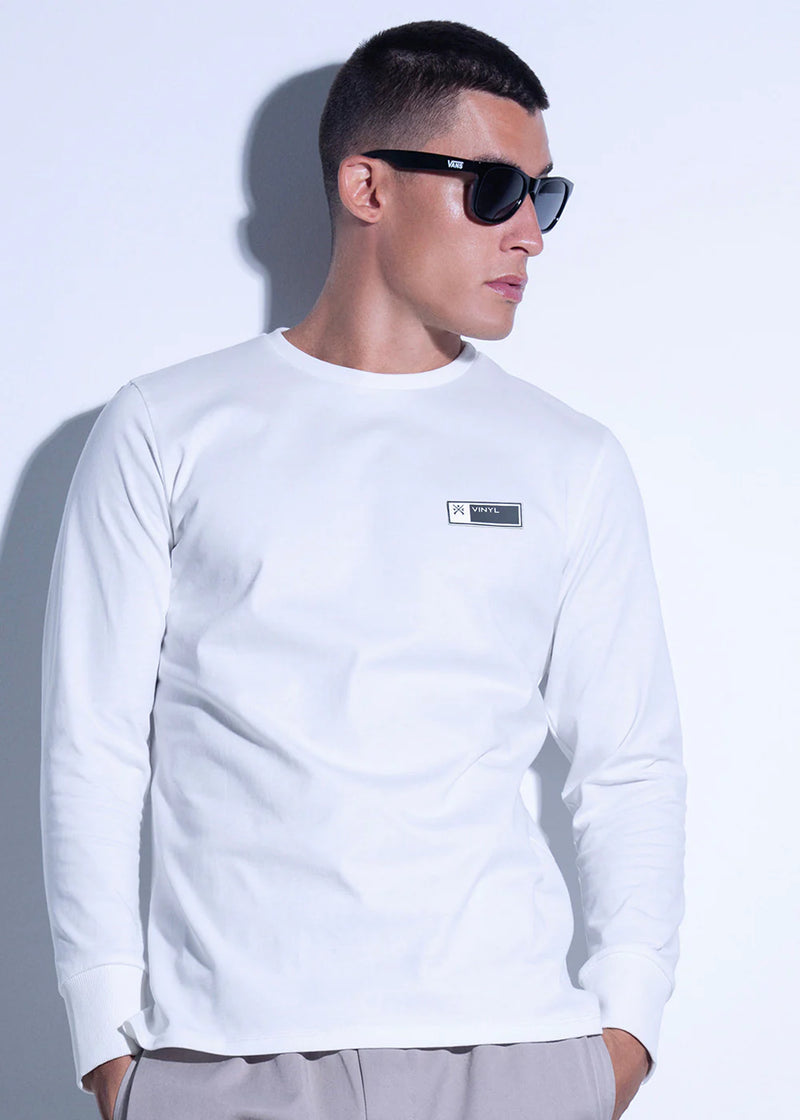Ανδρικό μακρυμάνικο φούτερ Vinyl art clothing - 20520-02 - essential cotton λευκό
