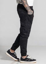 Ανδρικό παντελόνι κάργκο Cosi Jeans - 67-KUOPIO-black cargo elasticated pants