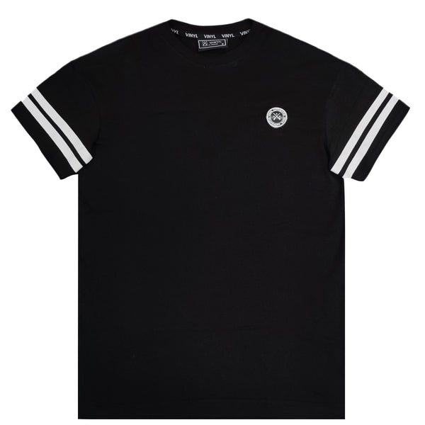 Ανδρική κοντομάνικη μπλούζα Vinyl art clothing - 67845-01 - striped detail μαύρο