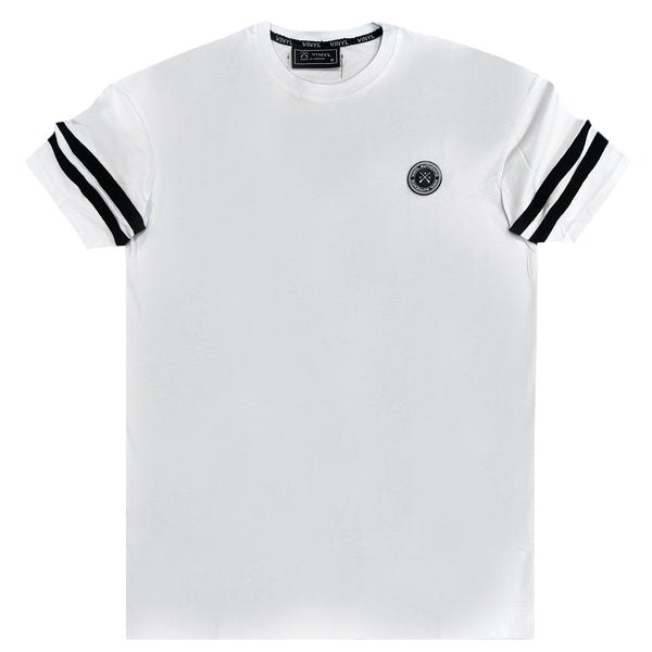 Ανδρική κοντομάνικη μπλούζα Vinyl art clothing - 67845-02 - striped detail λευκό