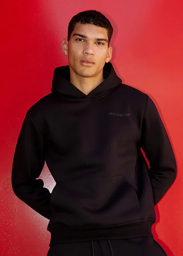 Ανδρικό μακρυμάνικο φούτερ με κουκούλα Vinyl Art Clothing-68986-01-On Repeat Hoodie regular fit μαύρο