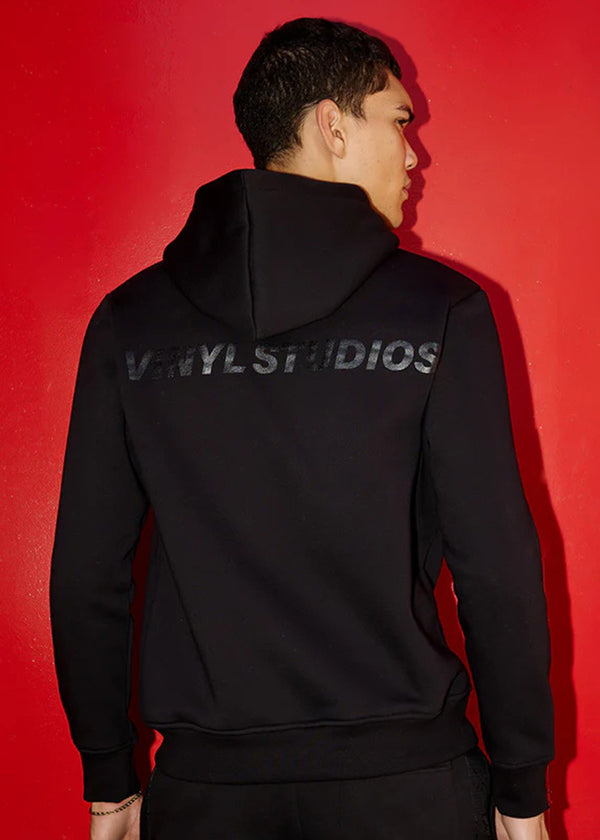 Ανδρικό μακρυμάνικο φούτερ με κουκούλα Vinyl Art Clothing-68986-01-On Repeat Hoodie regular fit μαύρο