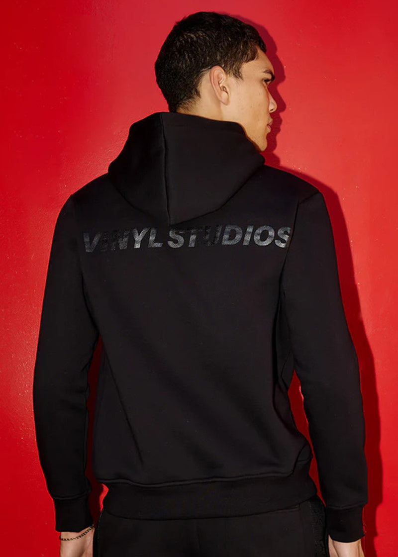 Ανδρικό μακρυμάνικο φούτερ με κουκούλα Vinyl Art Clothing-68986-01-On Repeat Hoodie regular fit μαύρο