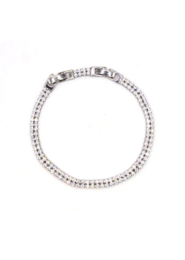 GUF - GUFA6- high quality stainless steel  bracelet with double white zirgon - silver