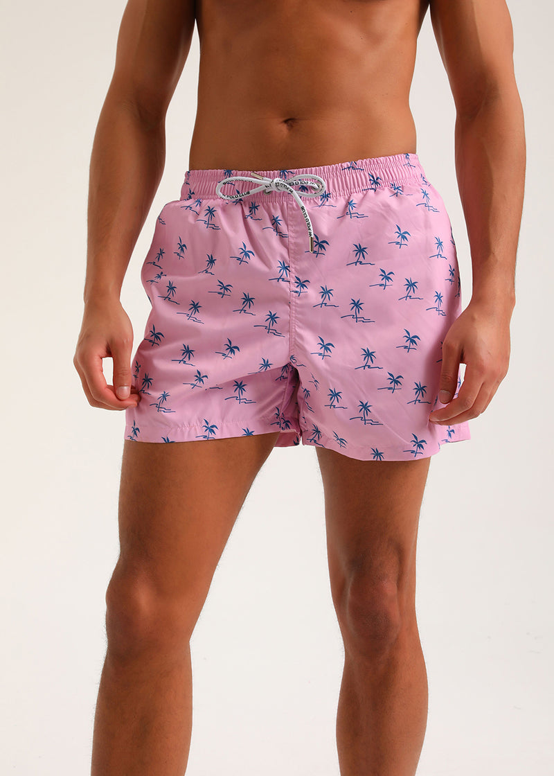 Ανδρικό μαγιό New World Polo - POLO 7007 - palm trees swim shorts pink