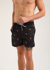 Ανδρικό μαγιό New World Polo - POLO 7010 - logo swim shorts μαύρο