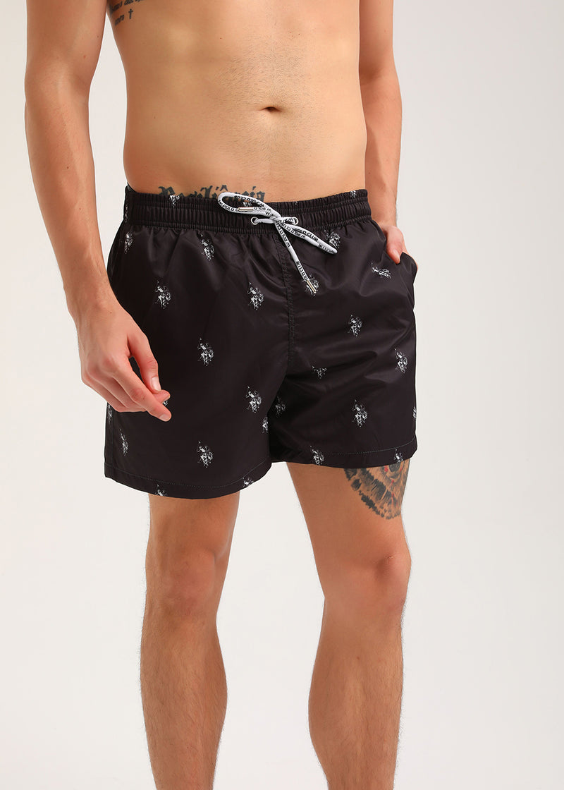 Ανδρικό μαγιό New World Polo - POLO 7010 - logo swim shorts μαύρο