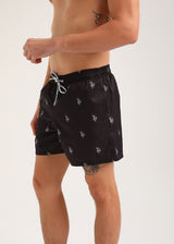 Ανδρικό μαγιό New World Polo - POLO 7010 - logo swim shorts μαύρο