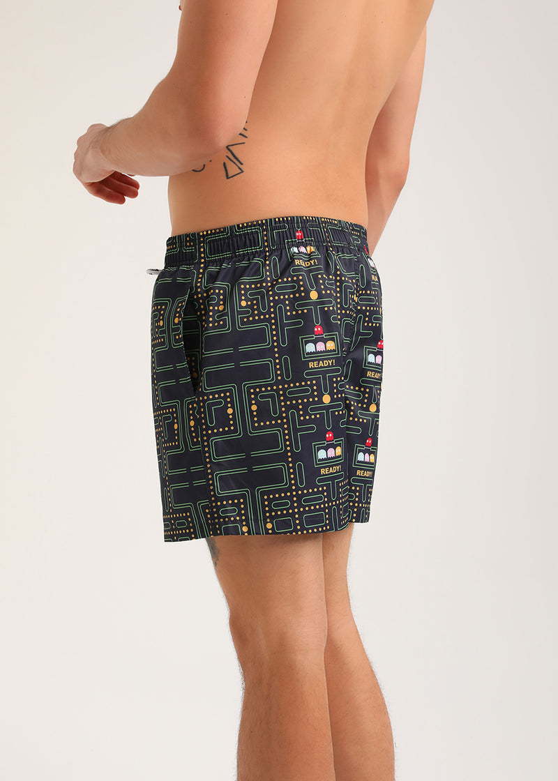 Ανδρικό μαγιό New World Polo - POLO 7014 - pacman arcade swim shorts black