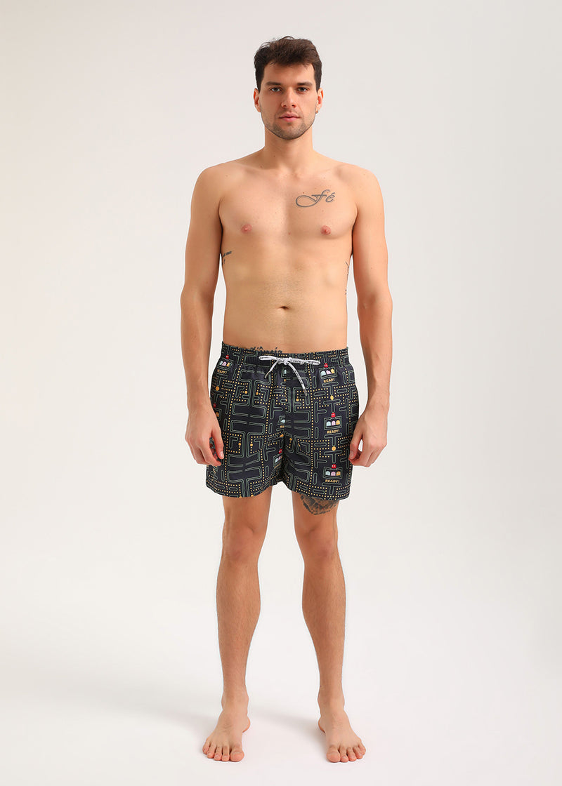 Ανδρικό μαγιό New World Polo - POLO 7014 - pacman arcade swim shorts black