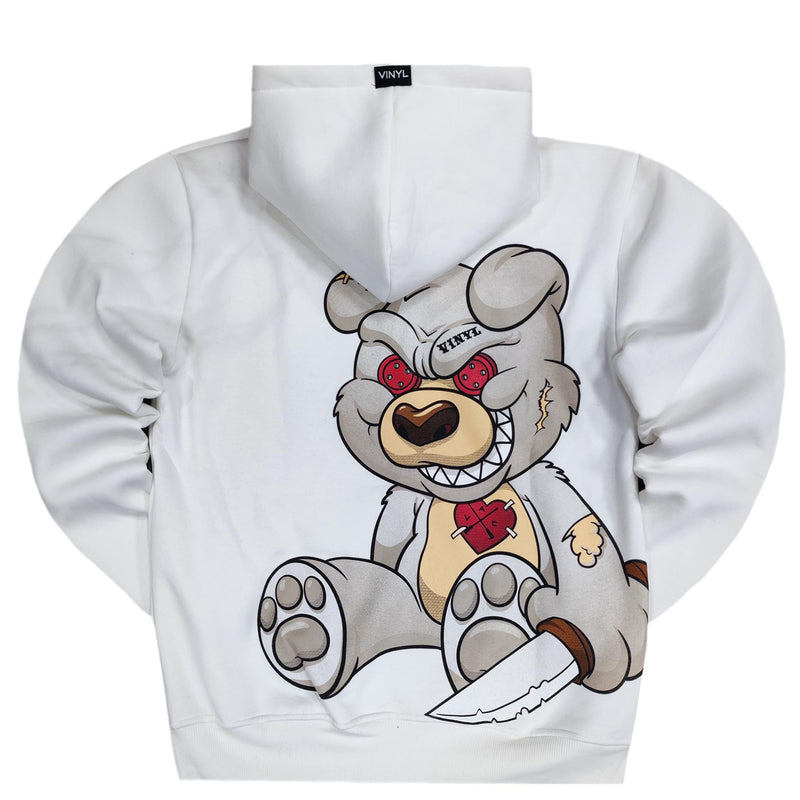 Vinyl art clothing - 71089-02 - bear logo hoodie - white