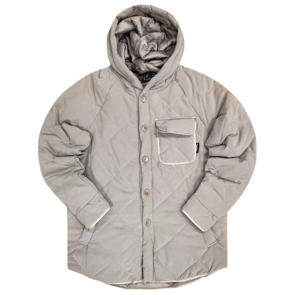 Vinyl art clothing - 72420-77 - quilted hooded puffer - beige