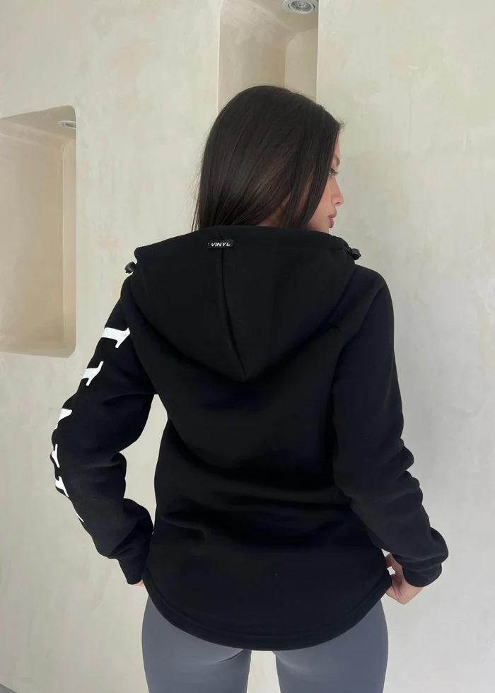 Ανδρική Ζακέτα Vinyl art clothing - 73524-01 - logo print full-zip μαύρο