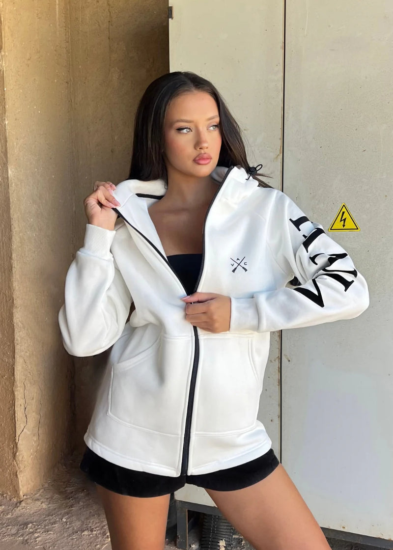 Ανδρική Ζακέτα Vinyl art clothing - 73524-02 - logo print full-zip λευκό