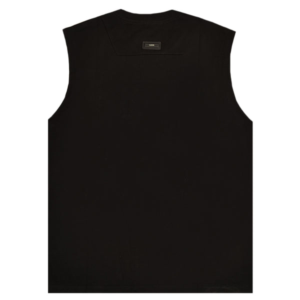 Ανδρική αμάνικη μπλούζα Gang - 7756 - sleeveless 321 logo μαύρο