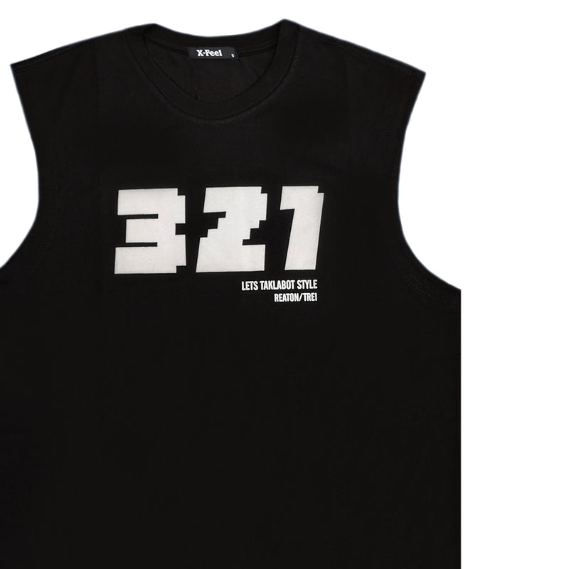 Ανδρική αμάνικη μπλούζα Gang - 7756 - sleeveless 321 logo μαύρο