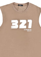 Ανδρική αμάνικη μπλούζα Gang - 7756 - sleeveless 321 logo καφέ