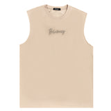 Ανδρική αμάνικη μπλούζα Gang - 7758 - sleeveless lifesiyle logo μπεζ