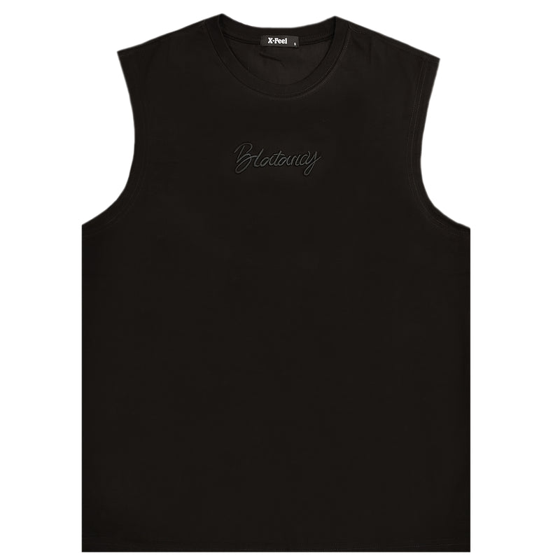 Ανδρική αμάνικη μπλούζα Gang - 7758 - sleeveless lifesiyle logo μαύρο