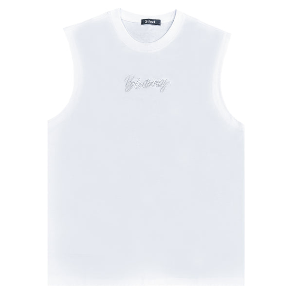 Ανδρική κοντομάνικη μπλούζα Gang - 7758 - sleeveless 321 logo λευκό