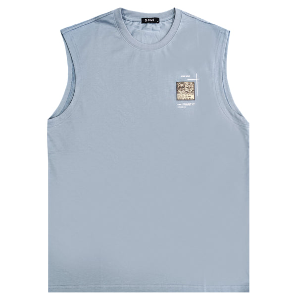 Ανδρική αμάνικη μπλούζα Gang - 7780 - sleeveless XRFDV logo γαλάζιο