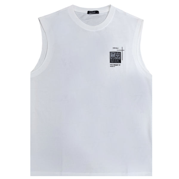 Ανδρική αμάνικη μπλούζα Gang - 7780 - sleeveless XRFDV logo λευκό