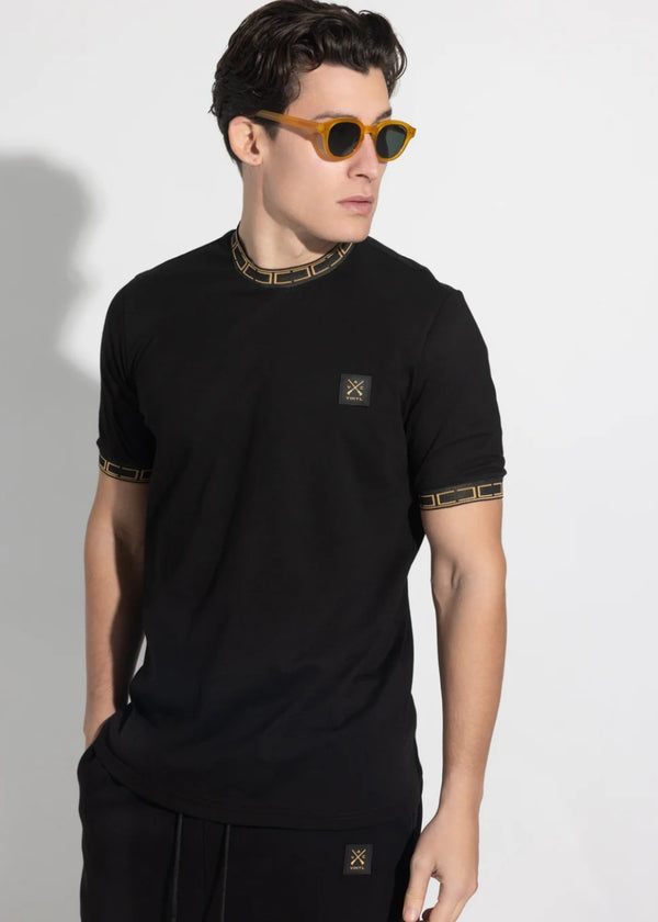 Ανδρική κοντομάνικη μπλούζα Vinyl art clothing - 77820-01 - linear ends regular fit tee μαύρο