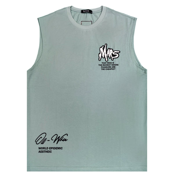 Ανδρική αμάνικη μπλούζα Gang - 7785 - sleeveless mars logo βεραμάν