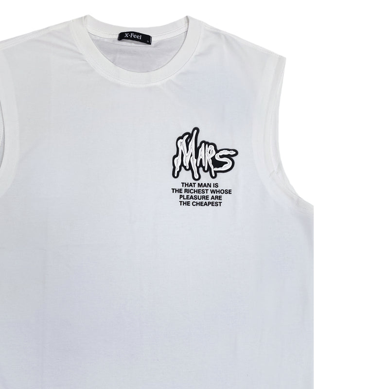 Ανδρική αμάνικη μπλούζα Gang - 7785 - sleeveless mars logo λευκό