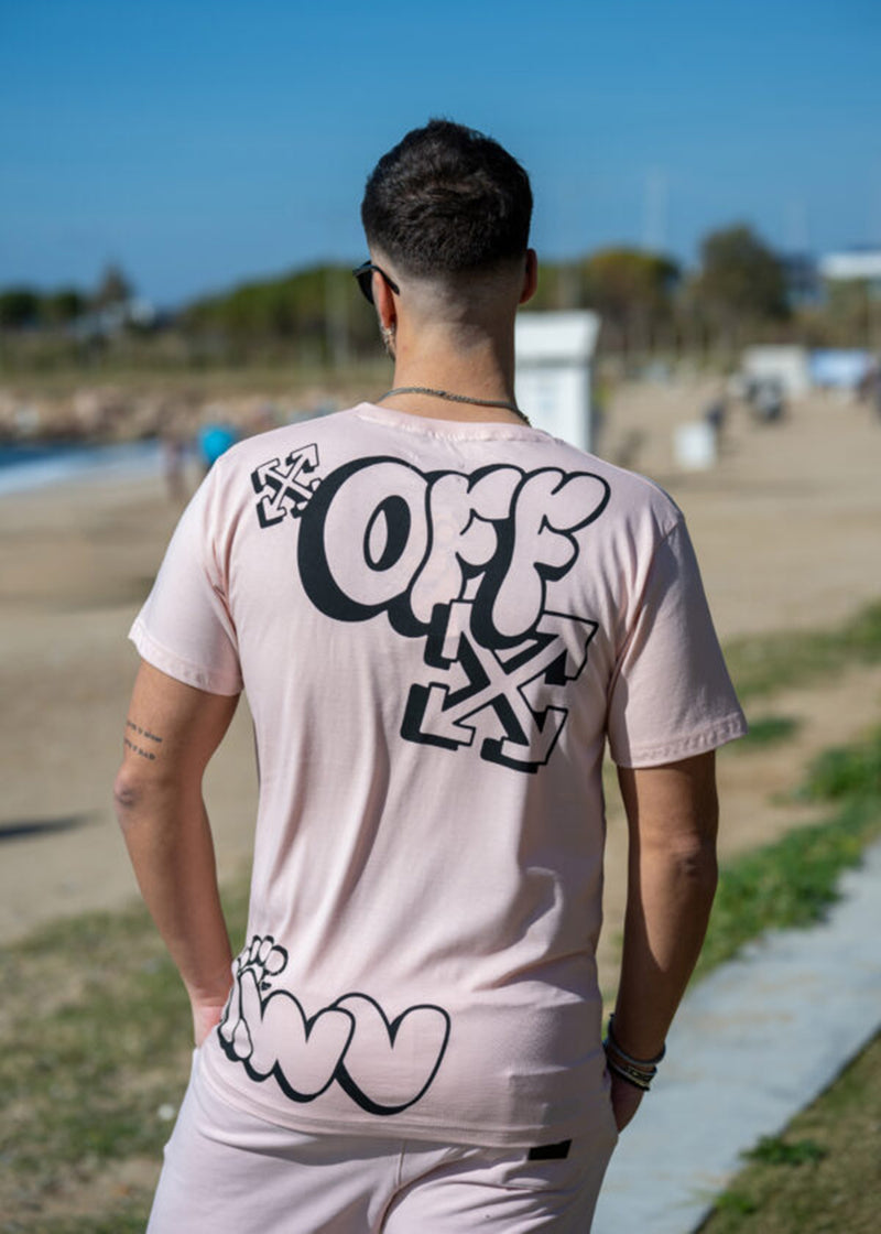 Ανδρική κοντομάνικη μπλούζα New wave clothing - 241-15 - off logo ροζ