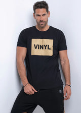 Ανδρική κοντομάνικη μπλούζα Vinyl art clothing - 89417-01 - gold box t-shirt μαύρο