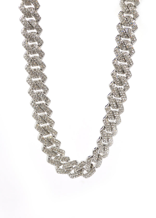 GUF - GUFA7- high quality stainless steel chain with little white gems - silver