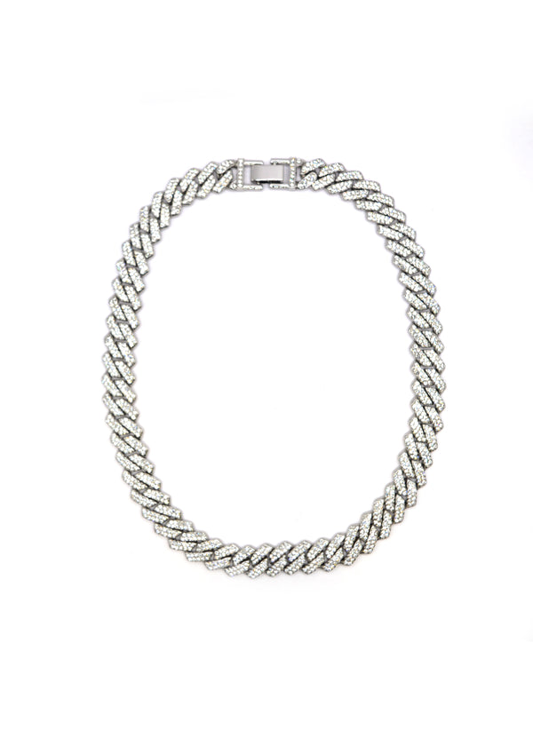 GUF - GUFA7- high quality stainless steel chain with little white gems - silver