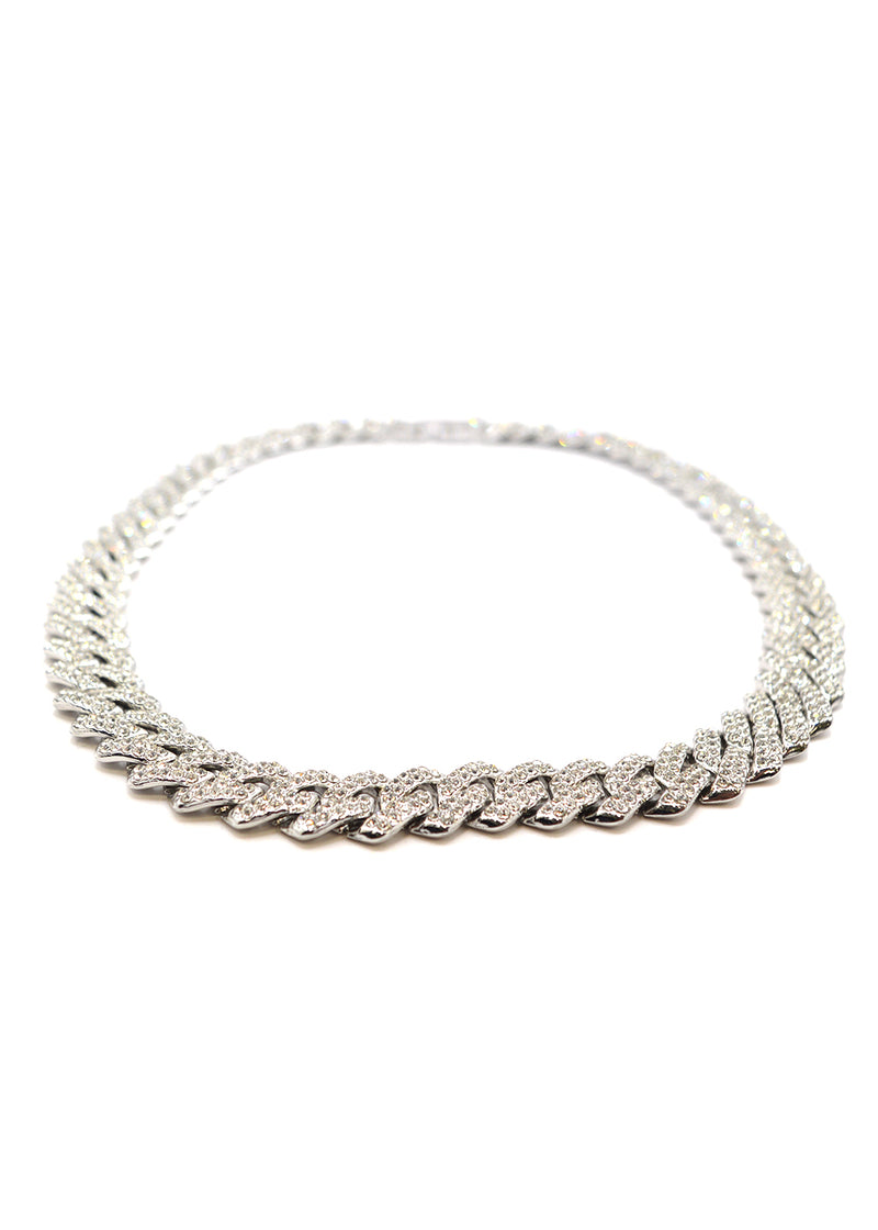 GUF - GUFA7- high quality stainless steel chain with little white gems - silver