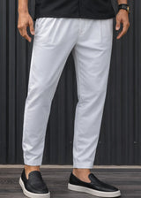 HENRY CLOTHING Ανδρικό ανοιξιάτικο παντελόνι λευκό 8-011-white