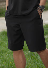 HENRY CLOTHNG Ανδρική βερμούδα υφασμάτινη μαύρη 8-013-black