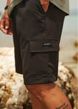 HENRY CLOTHNG Ανδρική βερμούδα υφασμάτινη cargo μαύρη 8-014-black