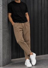 HENRY CLOTHING - Ανδρικό παντελόνι κοτλέ - καφέ 8-032
