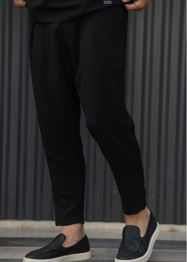 Ανδρικό ανοιξιάτικο παντελόνι Henry clothing - 8-101 - linen oversized pants μαύρο