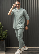 HENRY CLOTHING - Ανδρικό ανοιξιάτικο παντελόνι - βεραμάν 8-102