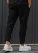 Ανδρικό παντελόνι Henry clothing - 8-106 - simple pants με κορδόνι στην μέση μαύρο