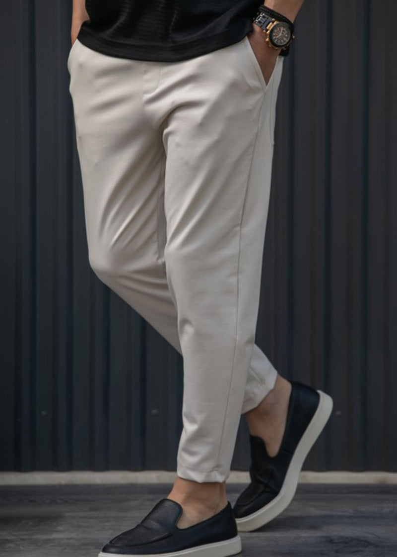 Ανδρικό παντελόνι Henry clothing - 8-106 - simple pants με κορδόνι στην μέση μπεζ