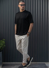 Ανδρικό παντελόνι Henry clothing - 8-106 - simple pants με κορδόνι στην μέση μπεζ