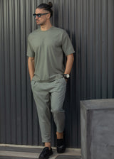 Ανδρικό φθινοπωρινό παντελόνι Henry clothing-8-131-simple oversized pants khaki