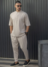 Ανδρικό φθινοπωρινό παντελόνι Henry clothing-8-136-simple oversized pants ice