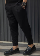 HENRY CLOTHING Ανδρικό ανοιξιάτικο παντελόνι μαύρο 8-137-black