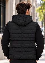GUF CLOTHING - Ανδρικό αμάνικο μπουφάν με αποσπώμενη κουκούλα - Μαύρο 801