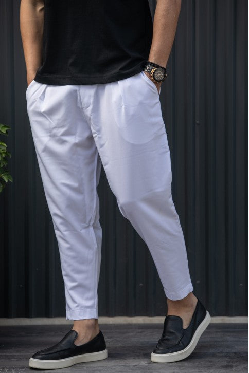 Ανδρικό ανοιξιάτικο παντελόνι Henry clothing - 8-100 - simple oversized pants λευκό