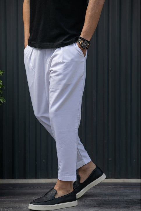 Ανδρικό ανοιξιάτικο παντελόνι Henry clothing - 8-100 - simple oversized pants λευκό